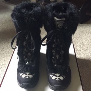 Coach fur trimmed snow boots